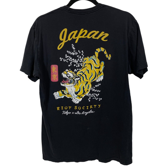 riot society Other - Riot Society T Shirt Adult Mens M Black Japan Tiger Tokyo Los Angeles Medium